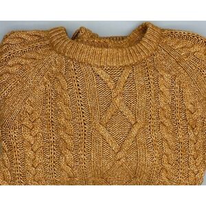 Abercrombie Fitch Gold/Tan Cable Knit Sweater Long Sleeve Crew Neck Women Size S